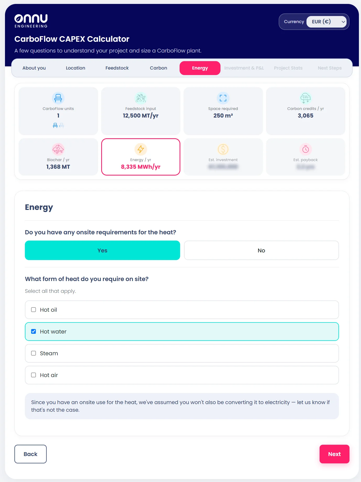 Multiple options screen